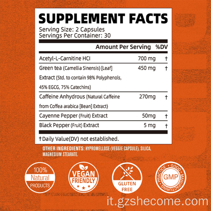 Shecome Fat Burner Capsule Metabolismo Supporto energetico